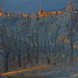 "Ноябрьский вечер", х., акрил, м., 65*80см, 2024, "November Evening", canvas, acrylic, oil, 65*80cm, 2024