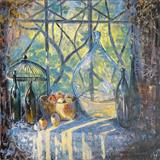 "Снова и снова мы вспоминаем Сосново...", х., акрил, м., 80*100см, 2024. "Again and again we remember Sosnovo...", canvas, acrylic, oil, 80*100cm, 2024.